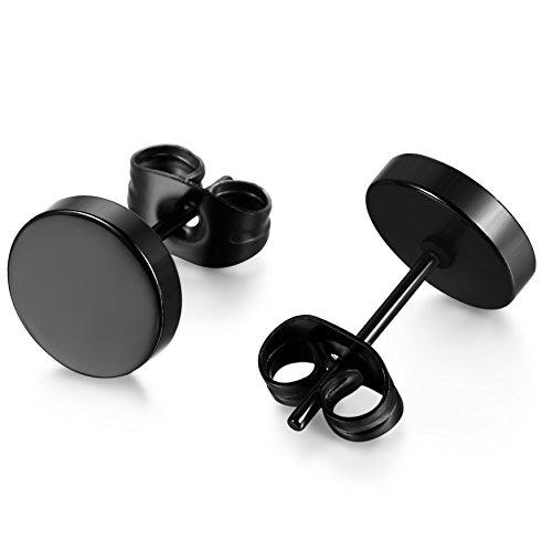 Stainless Steel Black Stud Earrings for Men Women, 3mm-8mm Available-Earrings-Innovato Design-Diameter: 3mm-Innovato Design