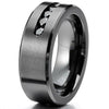 Men's 8mm Stainless Steel Ring Band CZ Black Wedding Promise - InnovatoDesign