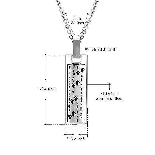 Ashes Keepsake Bar Necklace Message Puppy Paw Pendant Charm Jewelry Urn Dog Cat-Necklaces-Innovato Design-Silver-Innovato Design