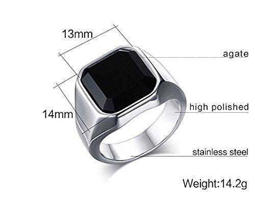Fashion Stainless Steel Signet Rings with Black Agate Onyx for Men-Rings-Innovato Design-7-Innovato Design