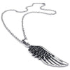 Men Angel Wing Stainless Steel Pendant Necklace, Black Silver, 24 inch Chain-Necklaces-Innovato Design-Innovato Design