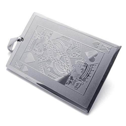 Stainless Steel the King of Hearts Card Poker Pendant Men Necklace 24 inch Chain-Necklaces-KONOV-Innovato Design