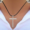 Stainless Steel Cross Necklace for Men Women Leather Cord Chain Necklace-Necklaces-Innovato Design-24 inches-Innovato Design