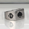 316L Stainless Steel Silver Tone Black Ace of Spades Poker Card Men's Ring Sizes 7-14-Rings-Innovato Design-7-Innovato Design