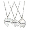 Silver Color Best Friend Forever Split Heart Pendant Friendship Necklace Set of 3 - InnovatoDesign
