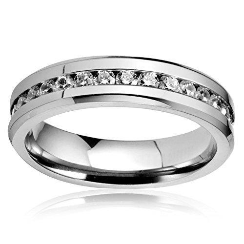 6mm Men Women Titanium Ring Engagement Wedding Band Cubic Zirconia Inlaid,Size 6-13-Rings-Innovato Design-4.5-Innovato Design