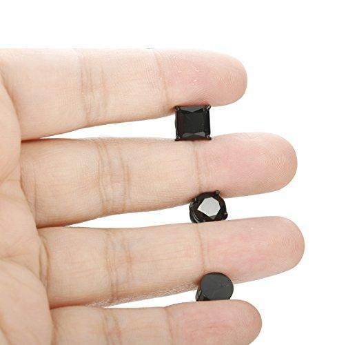 3 Pairs Stainless Steel Magnetic Stud Earrings for Men Women CZ Earrings Non-Piercing,6-8MM-Earrings-Innovato Design-3 Pairs a Black Set 6MM-Innovato Design