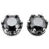 Men's 2 PCS Stainless Steel Stud Earrings CZ Silver Tone Black Royal King Crown Set-Earrings-Innovato Design-Innovato Design