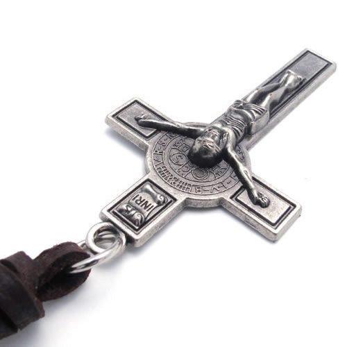 Men Vintage Style Jesus Crucifixion Cross Pendant Leather Cord Necklace Chain-Necklaces-Innovato Design-Innovato Design