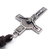 Men Vintage Style Jesus Crucifixion Cross Pendant Leather Cord Necklace Chain - InnovatoDesign