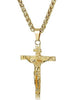 Stainless Steel Mens Womens Cross Necklace Crucifix Pendant, 24 inches-Necklaces-Innovato Design-Gold-tone-Innovato Design