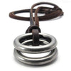 Vintage Style Alloy Double Ring Pendant Adjustable Leather Cord Men Necklace Chain - InnovatoDesign
