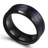Blue & Black 8 mm Men Tungsten Carbide Wedding Band Ring Brushed Comfort Fit