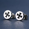 2pcs Trendy Stainless Steel Unisex Men Cross Stud Earrings, 1 Pair, Silver Black-Earrings-Innovato Design-Innovato Design