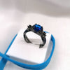 Women's Lab Blue Bright Stone Promise Ring Wedding Engagement Gift Black Gold Plated Sizes 6-10