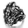 Men's Stainless Steel Ring Silver Tone Black Greek Mythology Medusa Snake-Rings-INBLUE-8-Innovato Design