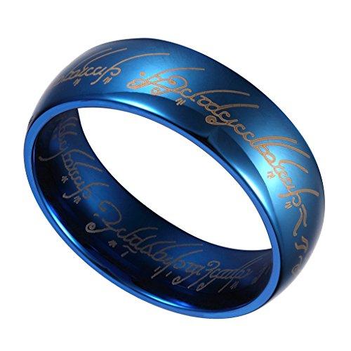 6MM Men's Tungsten Wedding Ring with Laser Pattern Blue-Rings-Innovato Design-7-Innovato Design