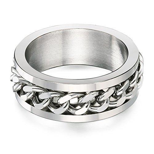 Stainless Steel Rings for Men Engagement Wedding Band Rotatable Chain Ring-Rings-Innovato Design-7-Innovato Design