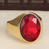 Men's Vintage 18K Gold Plated Stainless Steel Gothic Oval Agate Red Ruby Rings-Rings-Innovato Design-7-Innovato Design
