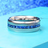 Men Women 8mm Titanium Engagement Ring Wedding Band Blue Simulated Sapphire Cubic Zirconia - InnovatoDesign