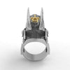 Men's Stainless Steel Ring Silver Tone Creative Egypt Anubis God and Cross Biker Punk Ring - InnovatoDesign