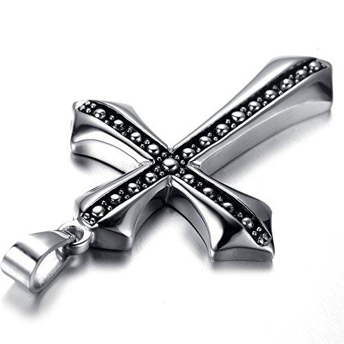 Men Gothic Biker Stainless Steel Cross Pendant Necklace-Necklaces-Innovato Design-Innovato Design