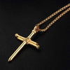 Men's Stainless Steel Pendant Necklace Nail Cross Polished Gold Silver Black - InnovatoDesign