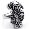 Stainless Steel Band Casted Grim Reaper Skull Biker Men Ring - InnovatoDesign
