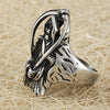 Men's Large Stainless Steel Ring Silver Tone Black Scythe Death Grim Reaper Skull Band-Rings-Innovato Design-7-Innovato Design