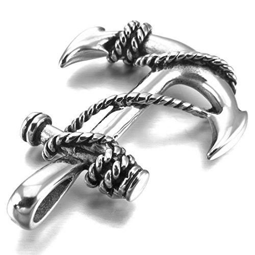 Men's Stainless Steel Pendant Necklace Anchor Nautical -With 23 Inch Chain-Necklaces-INBLUE-gold-Innovato Design