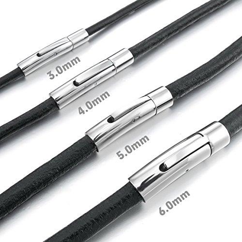 Men's 6mm Wide Stainless Steel Genuine Leather Cord Necklace Chain 14~40 Inch-Necklaces-Innovato Design-24.0 inches-Innovato Design