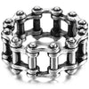Men's Stainless Steel Ring Band Silver Tone Black Bicycle Chain - InnovatoDesign