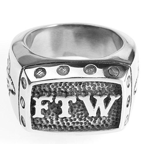 Vintage Men's Punk Rocker FTW Letters Gothic Ring-Rings-Innovato Design-7-Innovato Design