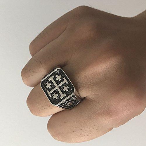 Stainless Steel Crusader Jerusalem Cross Ring-Rings-Jude Jewelers-7-Innovato Design