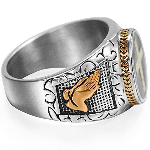 Christian Holy Cross Prayer Ring Stainless Steel Black Enamel Religious-Rings-Jude Jewelers-7-Innovato Design