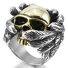 Men's Stainless Steel Ring Silver Gold Tone Black Skull Wing - InnovatoDesign