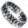 Tungsten Magnetic Therapy Bracelet for Women Men Adjustable Wristband , Black & Silver, 7.7 - InnovatoDesign