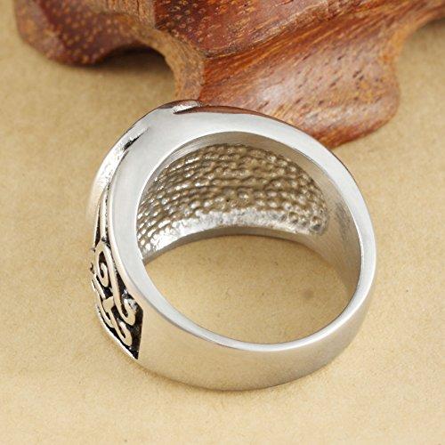 Men's Stainless Steel Ring Silver Tone Black Engine Sun Pattern Celtic Vintage Knot Motifs Finger Rings-Rings-Innovato Design-8-Innovato Design