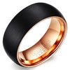 Men 8mm Tungsten Carbide Black Rose Gold Plated Two Tone Wedding Band Engagement Ring Matte Finish - InnovatoDesign