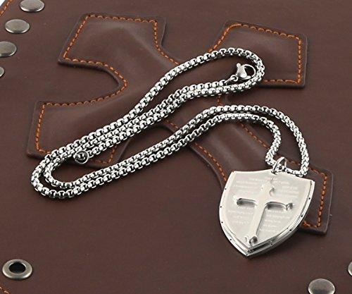 Shield Armor of God Ephesians 6:16-17, Faith Cross Stainless Steel Pendant Necklace-Necklaces-Innovato Design-Black-Innovato Design