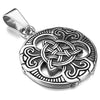 Men's Stainless Steel Pendant Necklace Silver Tone Black Irish Celtic Knot Triquetra -With 23 Inch Chain-Necklaces-INBLUE-Innovato Design