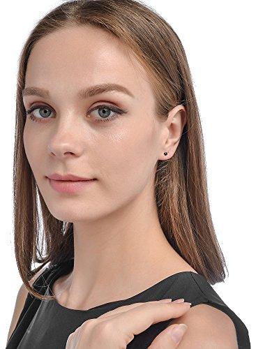 Stainless Steel Mens Womens Stud Earrings Black Round Cubic Zirconia Inlaid, 3mm-8mm Available-Earrings-Innovato Design-Stone Diameter 3mm-Innovato Design