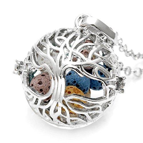 Aromatherapy Essential Oil Diffuser Necklace Antique Silver Tree of Life Locket Pendant Necklace-Necklaces-Top Plaza-Bird Cage-Innovato Design