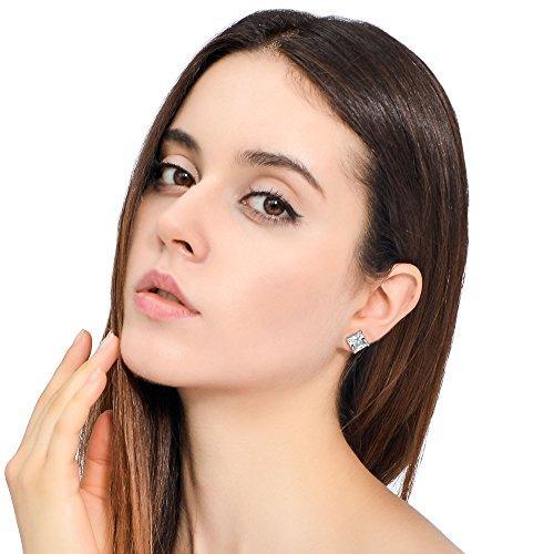 4 Pairs Stainless Steel Men Women Stud Earrings Square Cubic Zirconia Piercing 20G 6-8mm-Earrings-Jstyle Jewelry-6mm-Innovato Design