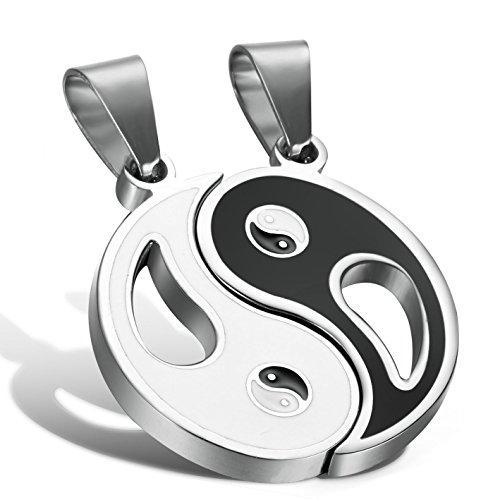 2pcs Stainless Steel Yin Yang Pendant Necklace for Men Women Puzzle Couples Necklace,22 inches-Necklaces-Innovato Design-Innovato Design