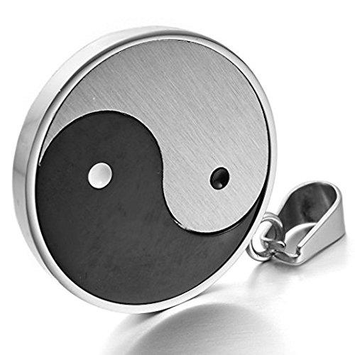 Stainless Steel Matte Finished Yin Yang Pendant Necklace-Necklaces-Innovato Design-Innovato Design