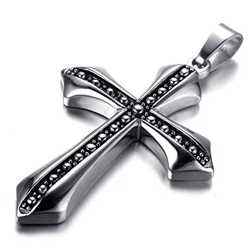 Men Gothic Biker Stainless Steel Pendant Necklace, Cross - InnovatoDesign