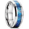 DRAGON Men Women 8mm Tungsten Carbide Ring Blue Celtic Imitated Meteorite Inlay Ring Beveled Edge-Rings-Innovato Design-6-Innovato Design