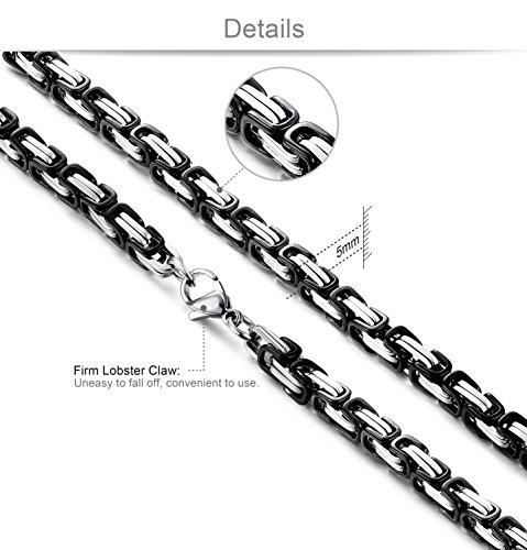 Stainless Steel Men Cross Necklace Pendant for Boys Byzantine Chain Black 5mm 22-30 Inch-Necklaces-Jstyle Jewelry-Cross Pendant + 24 Inch Byzantine Chain-Innovato Design