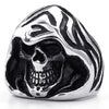 Men Stainless Steel Ring, Gothic Casted Grim Reaper Skull, Black - InnovatoDesign
